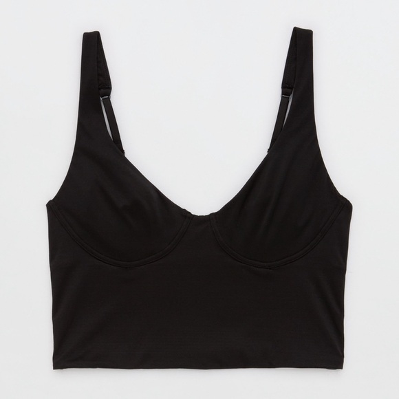 Aerie Smoothez Shine Corset Bra Top Bralette Tank Black NWT Size L - Picture 9 of 9